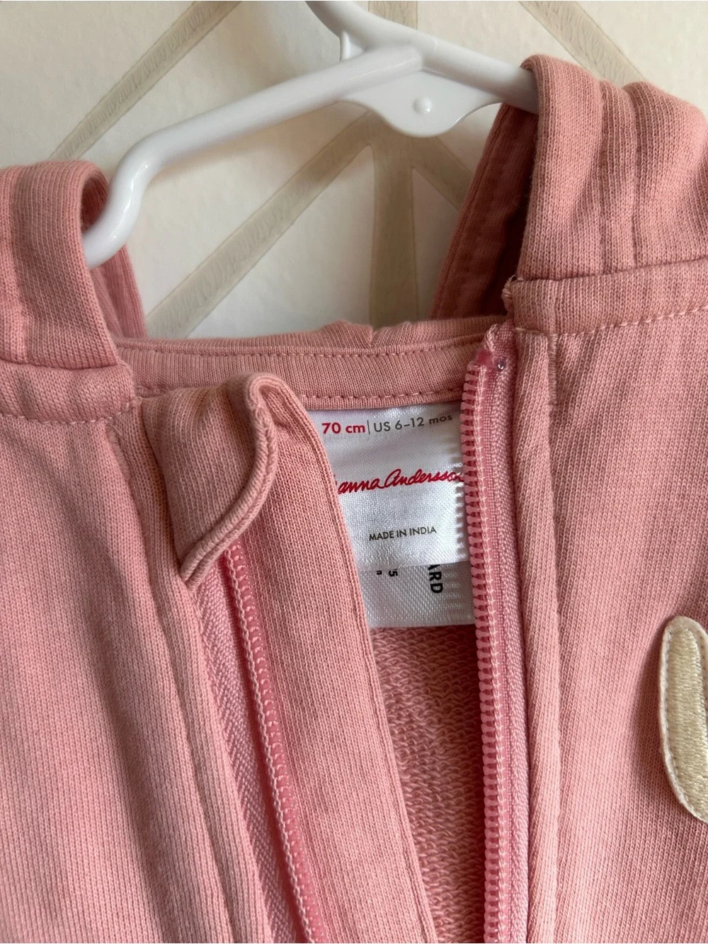 *Hanna Andersson* Pink Hooded Cat One-Piece